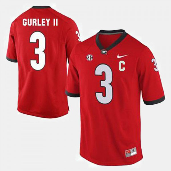 Men's #3 Todd Gurley II Georgia Bulldogs College Football Jersey - Red